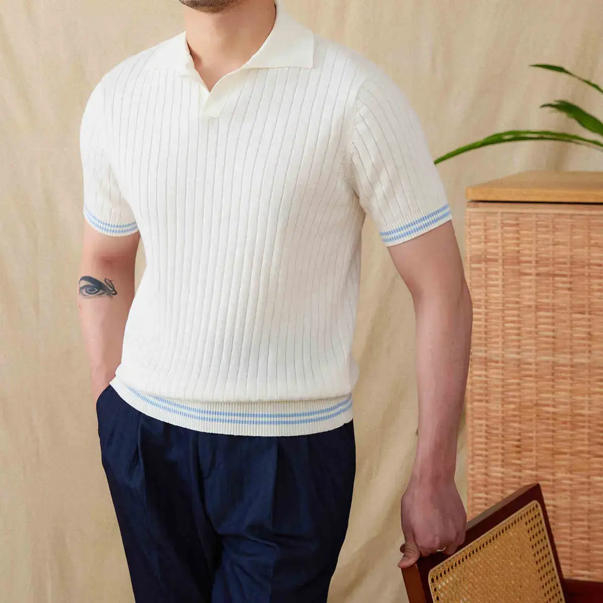 Erkek T-shirt Beige XL